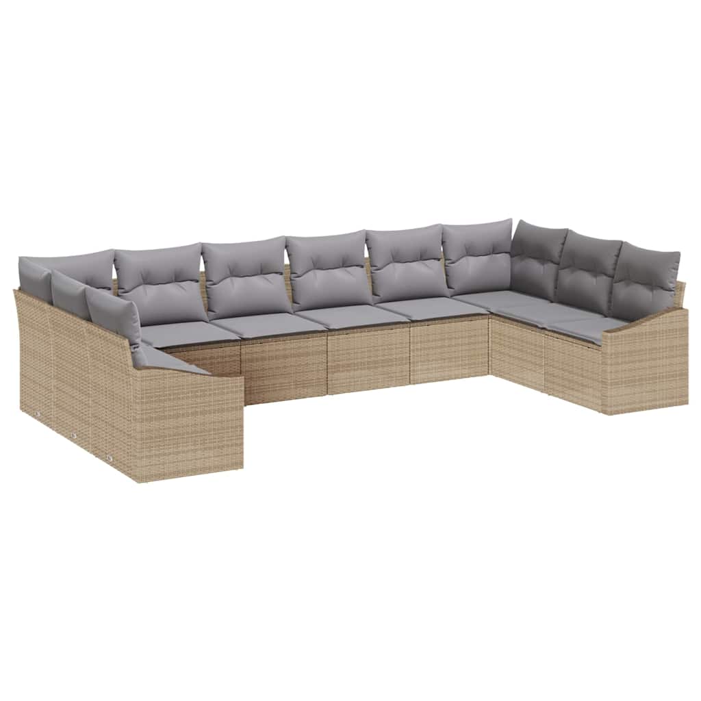 Ensemble de canapé de jardin 10 pcs Beige et Gris clair - XIOS