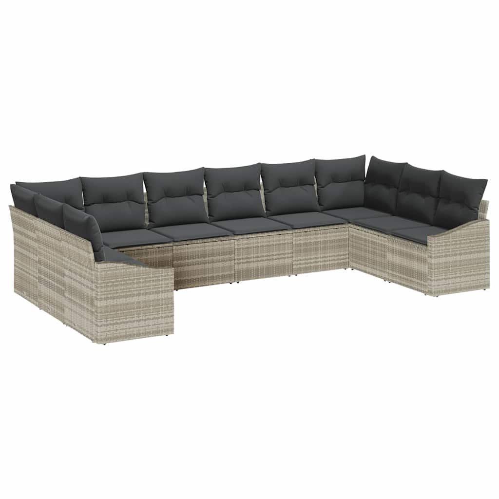 Ensemble de canapé de jardin 10 pcs Gris clair polyrotin - XIOS