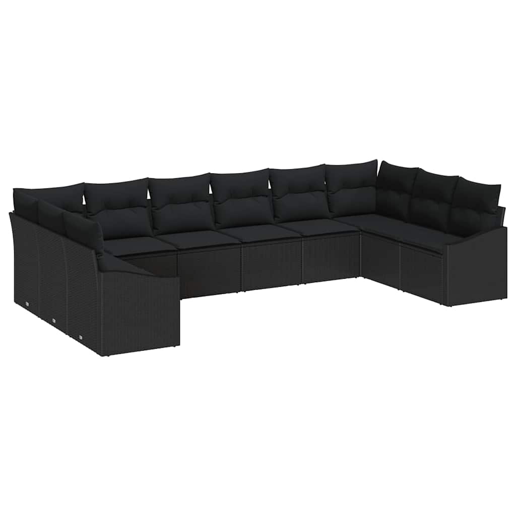 Ensemble de canapé de jardin 10 pcs Noir polyrotin - XIOS