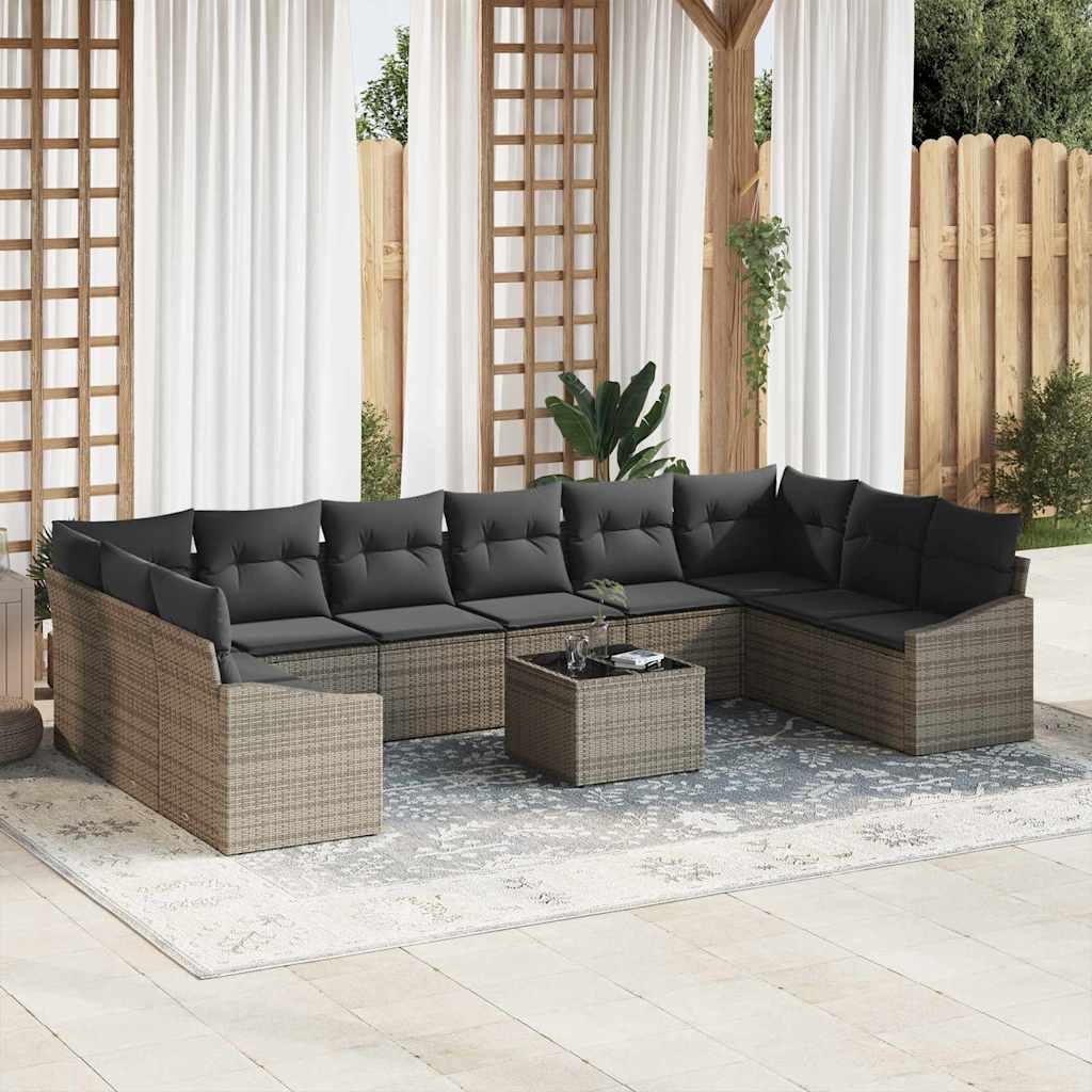 Ensemble de canapé de jardin avec stockage Gris clair polyrotin - XIOS