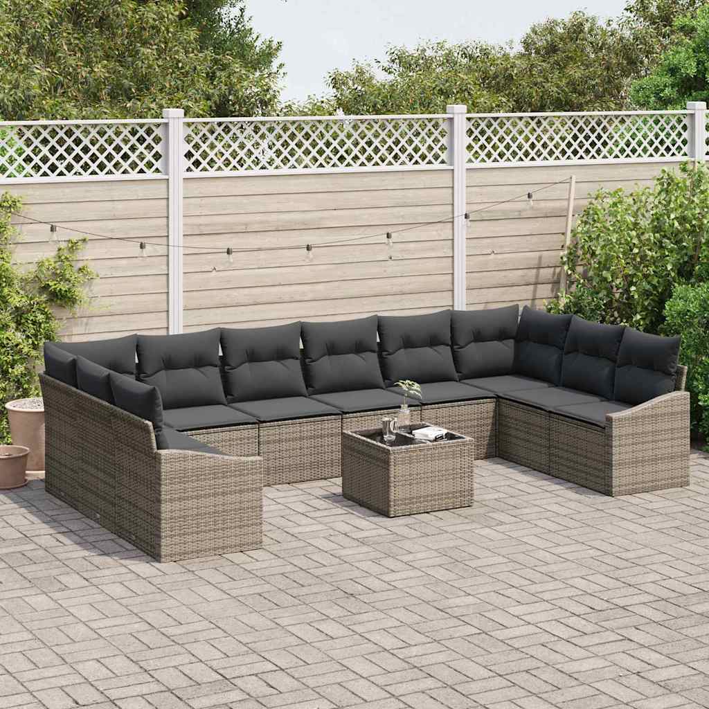 Ensemble de canapé de jardin avec stockage Gris clair polyrotin - XIOS