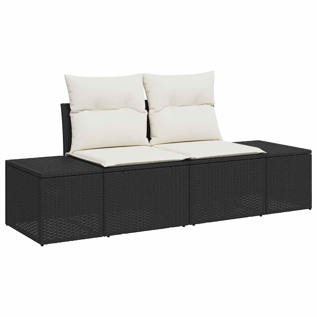 Ensemble de canapé de jardin 5 pcs Noir et Crème polyrotin - XIOS
