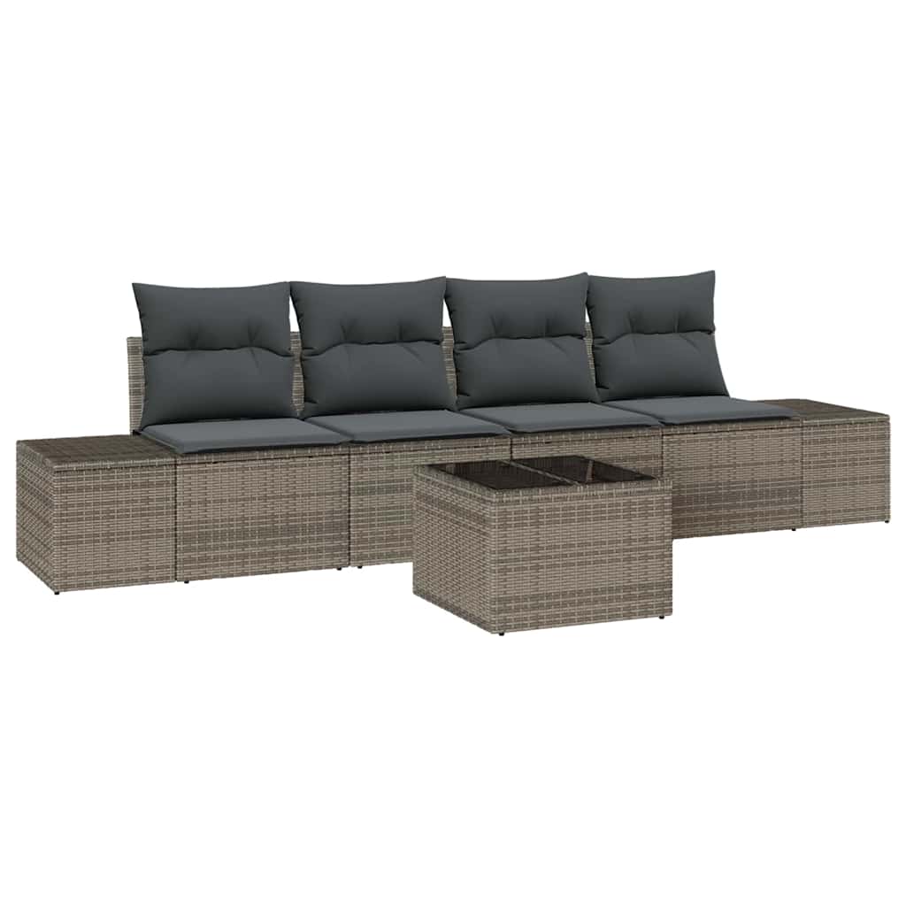Ensemble de canapé de jardin avec coussin 5 pcs Gris polyrotin - XIOS