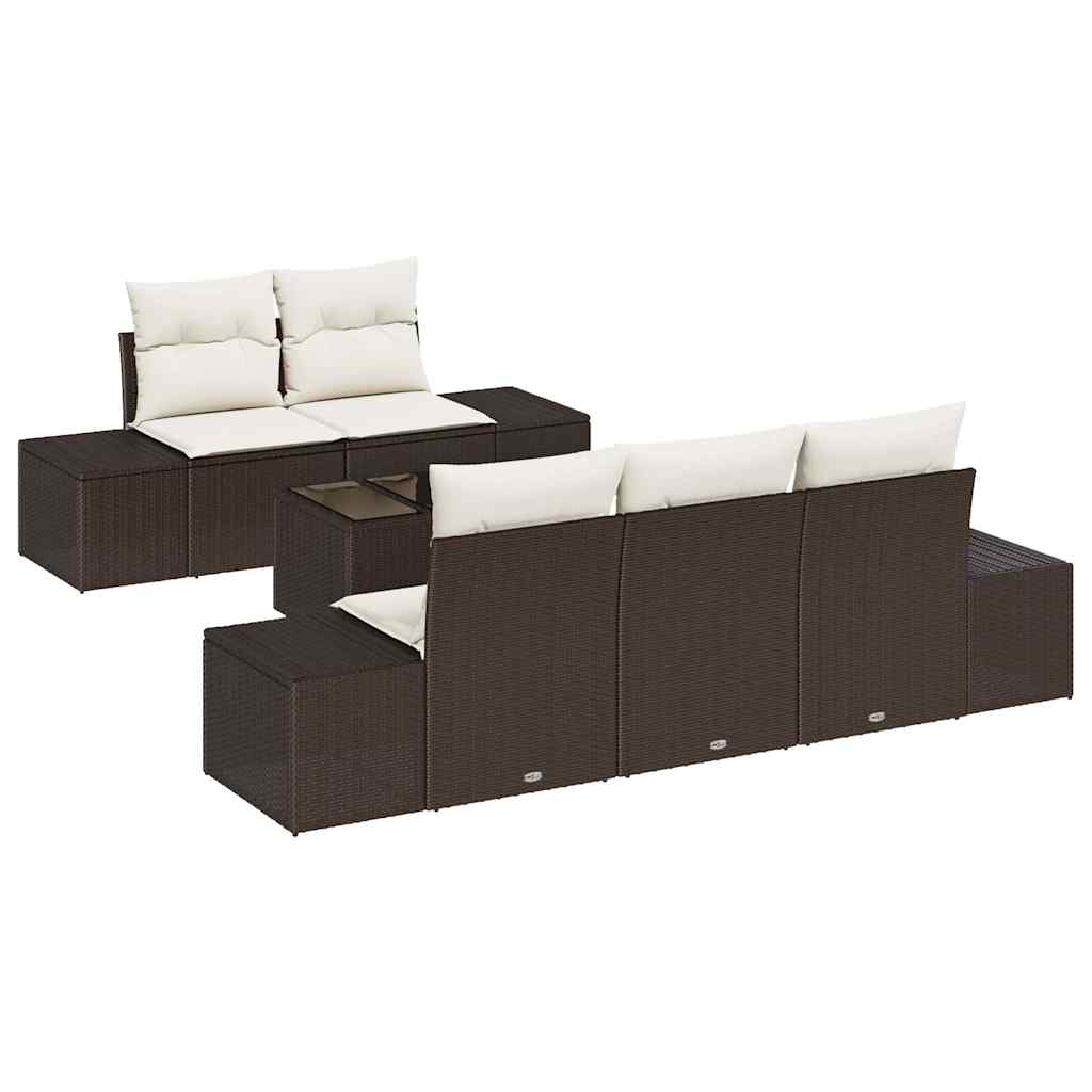 Ensemble de canapé de jardin 6 pcs Marron et Crème polyrotin - XIOS