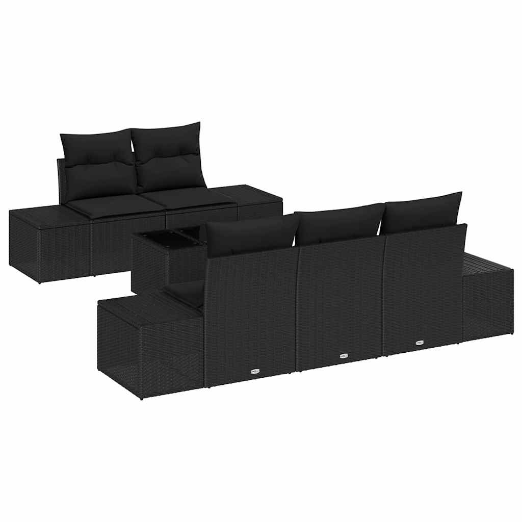 Ensemble de canapé de jardin avec coussin 6 pcs Noir polyrotin - XIOS