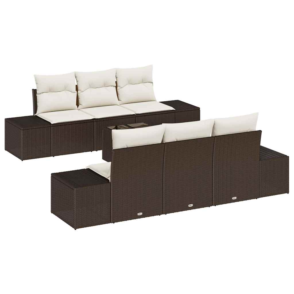 Ensemble de canapé de jardin 8 pcs Marron et Crème polyrotin - XIOS