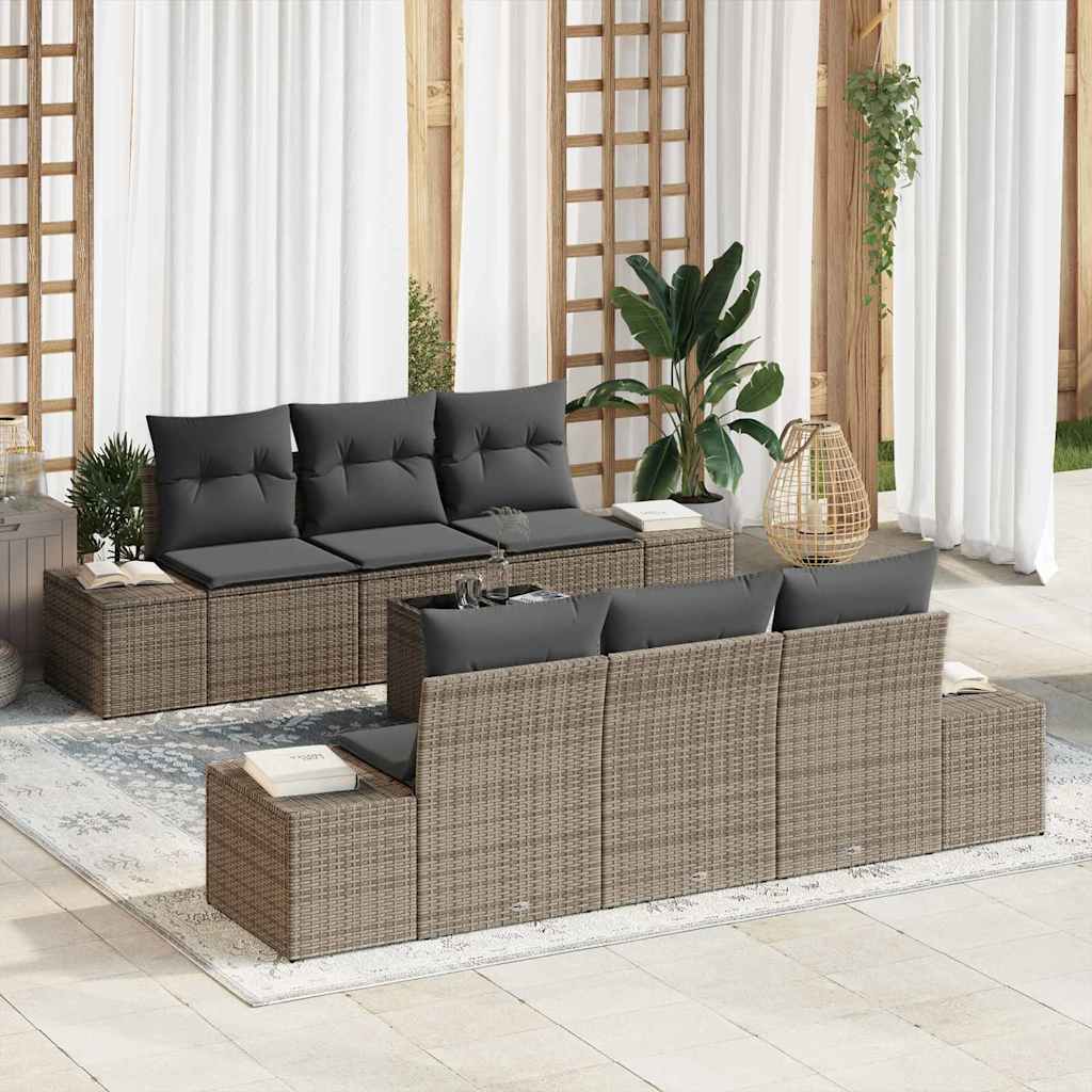 Ensemble de canapé de jardin avec coussin 8 pcs Gris polyrotin - XIOS