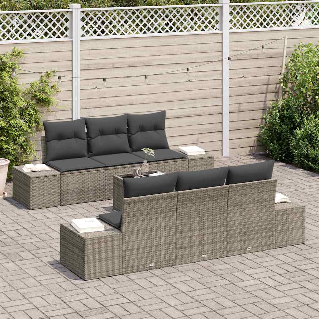 Ensemble de canapé de jardin avec coussin 8 pcs Gris polyrotin - XIOS