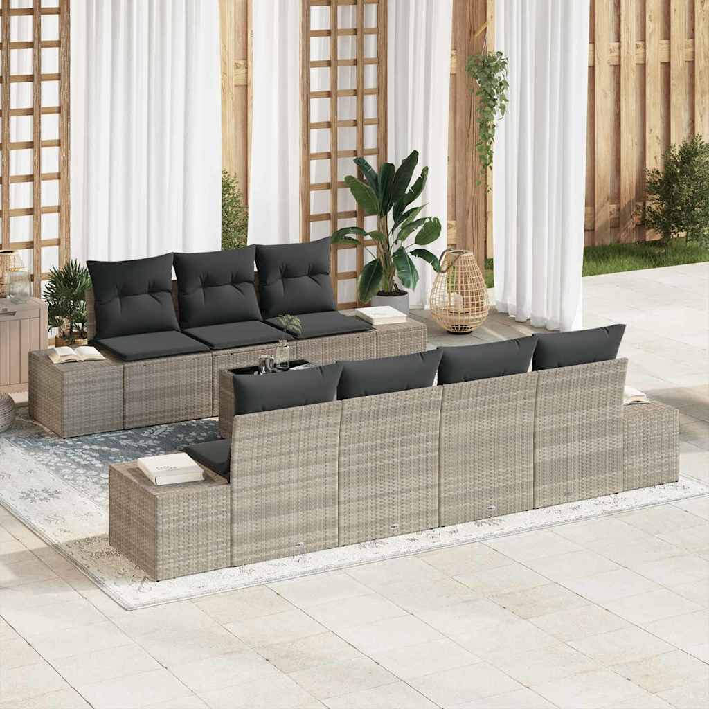 Ensemble de canapé de jardin 8 pcs Gris clair et gris foncé - XIOS