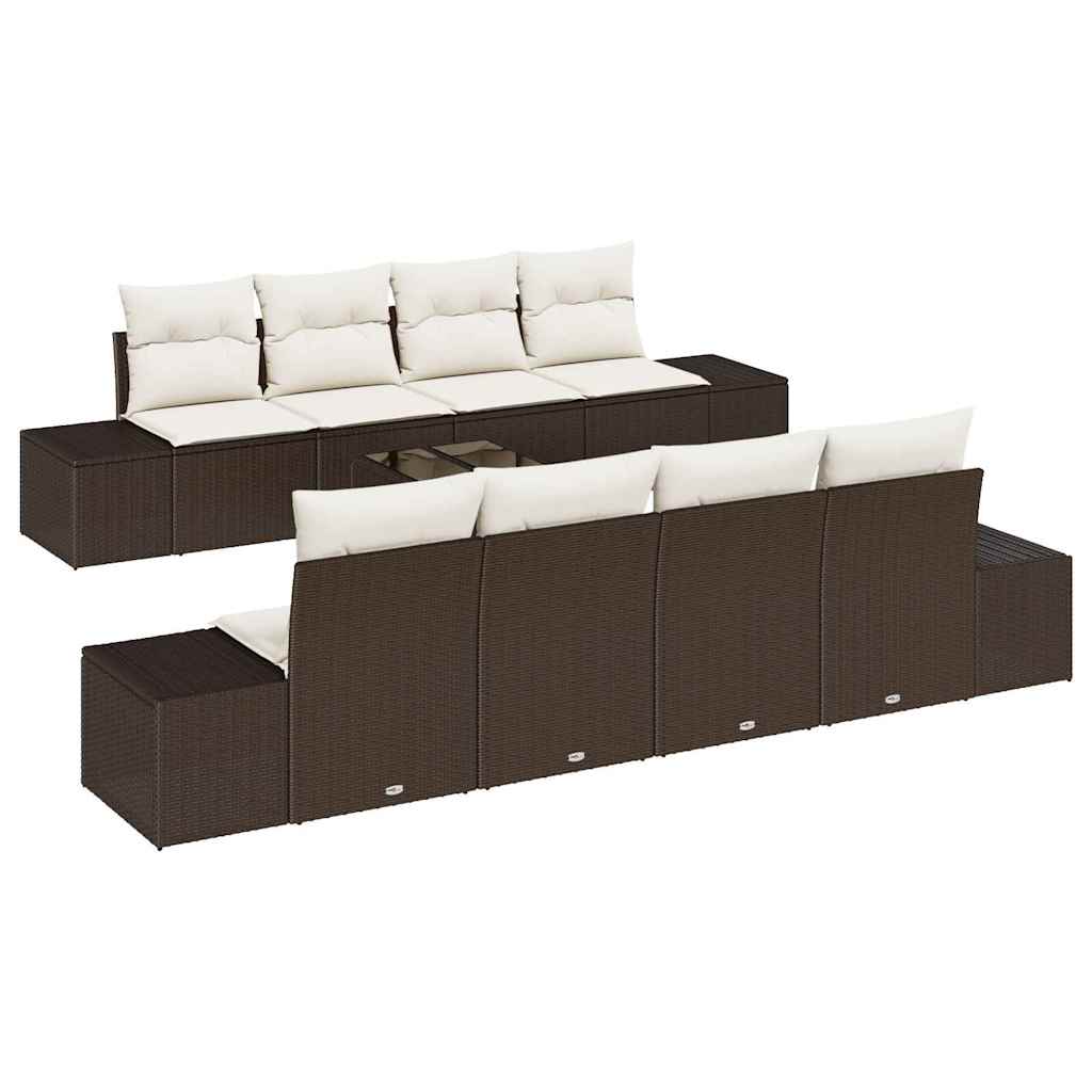 Ensemble de canapé de jardin 8 pcs Marron et Crème polyrotin - XIOS