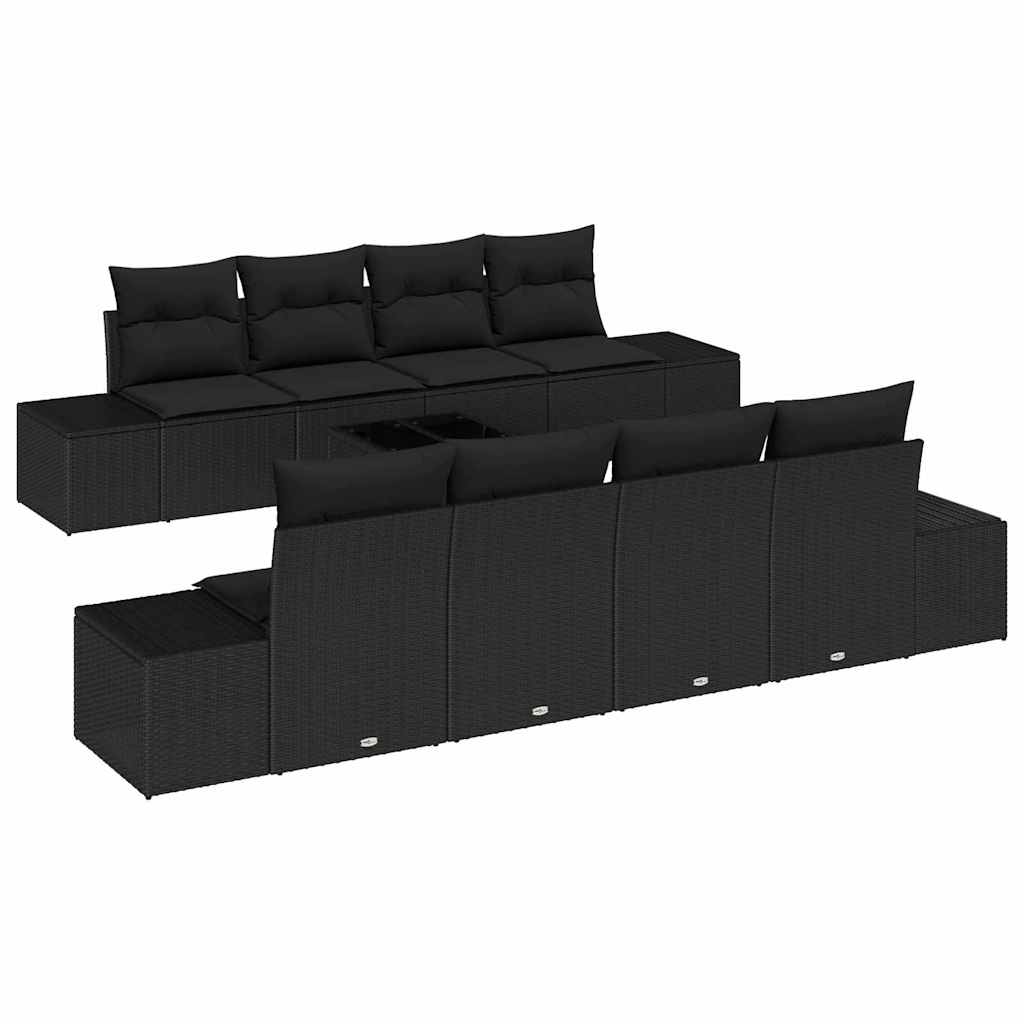 Ensemble de canapé de jardin avec coussin 8 pcs Noir polyrotin - XIOS