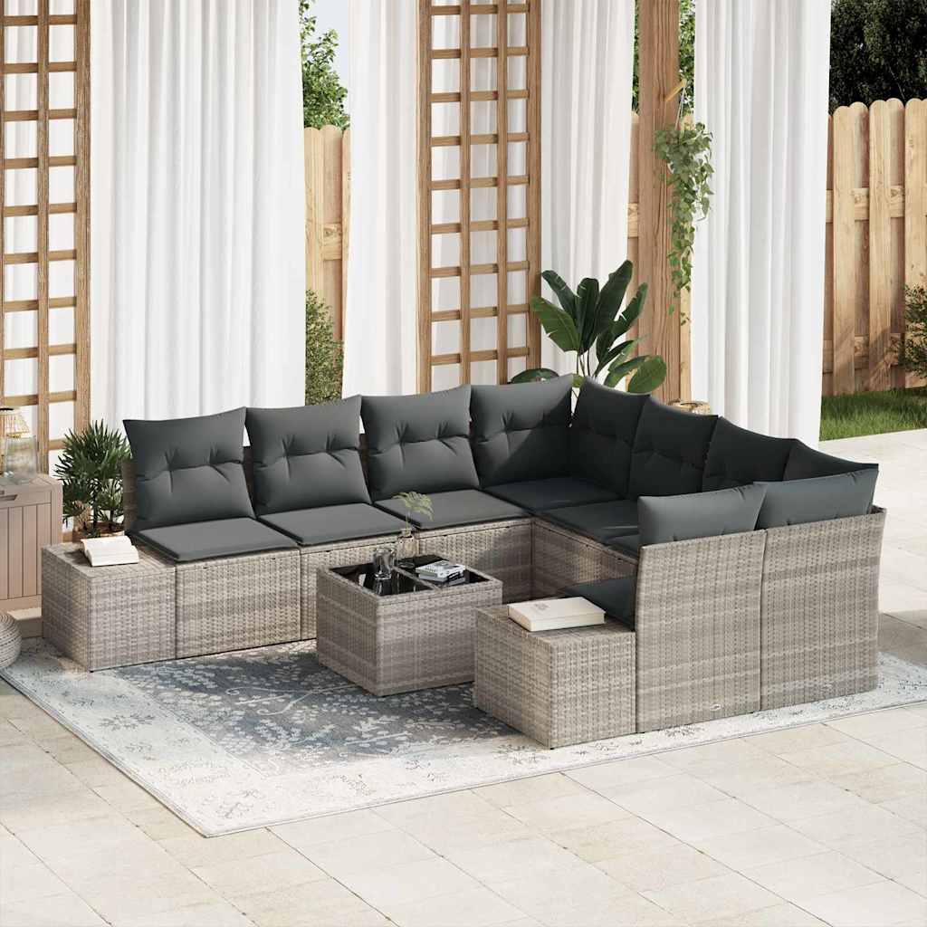 Ensemble de canapé de jardin 9 pcs Gris clair et gris foncé - XIOS