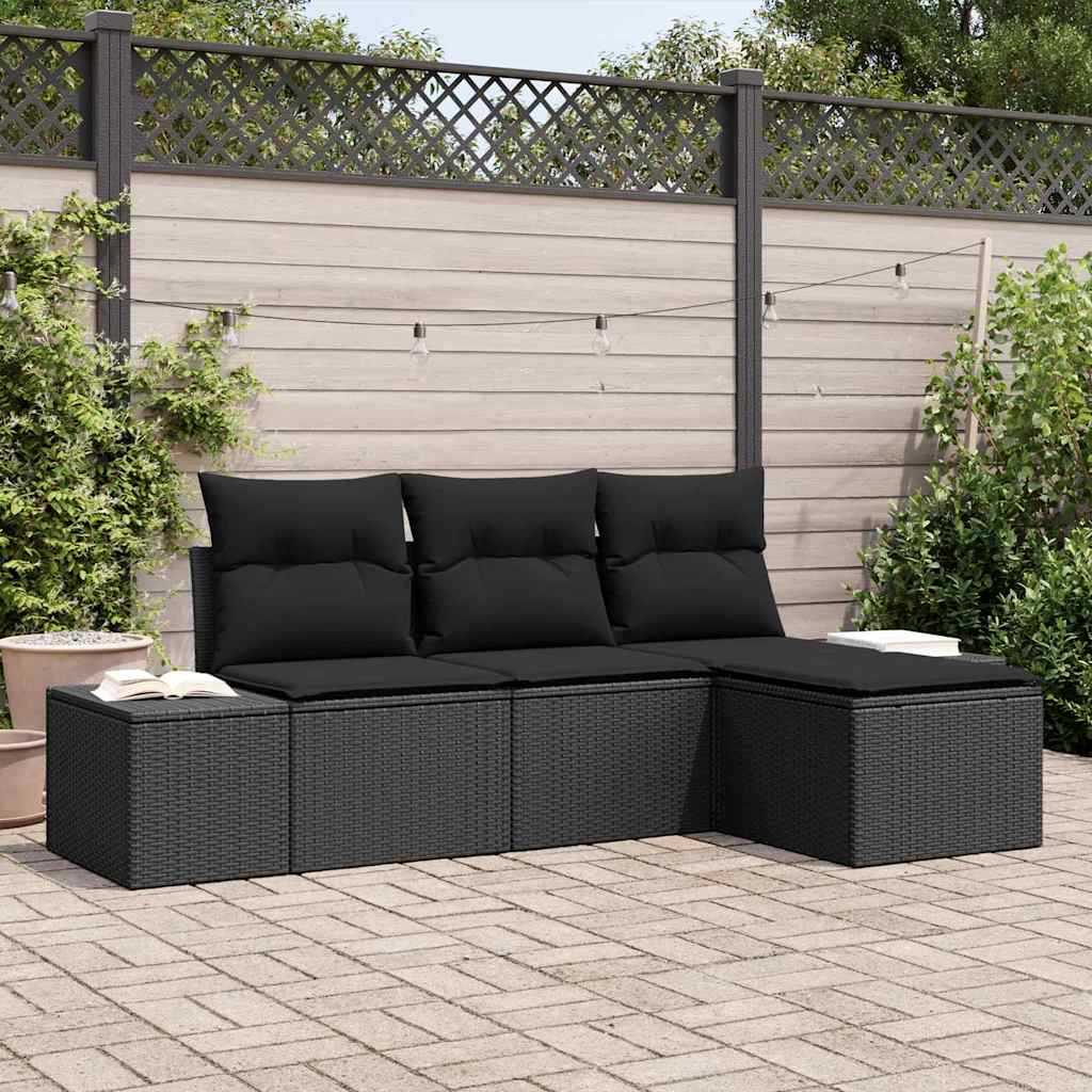 Ensemble de canapé de jardin avec coussin 4 pcs Noir - XIOS