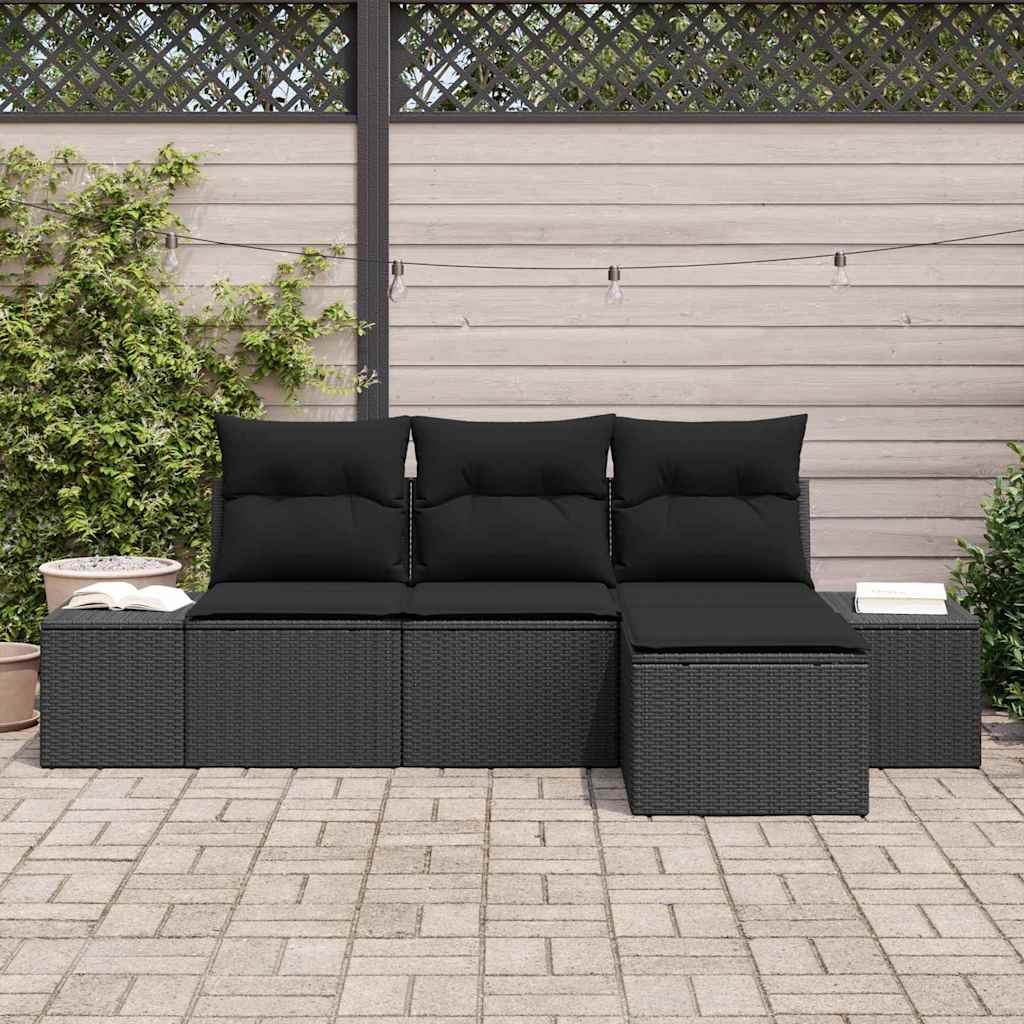 Ensemble de canapé de jardin avec coussin 4 pcs Noir - XIOS