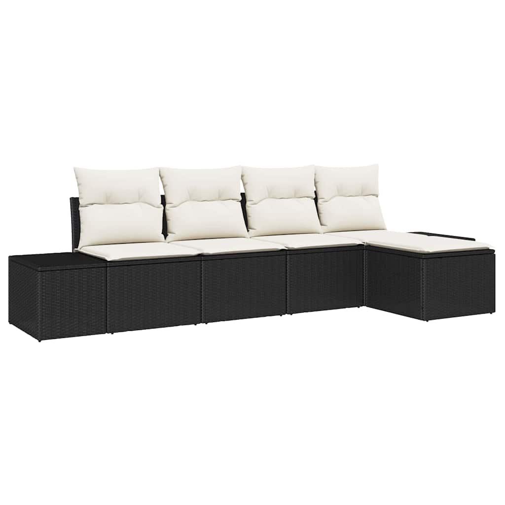 Ensemble de canapé de jardin 5 pcs Noir et Crème polyrotin - XIOS
