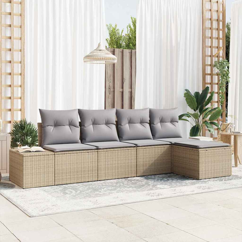 Ensemble de canapé de jardin 5 pcs Beige et Gris clair - XIOS