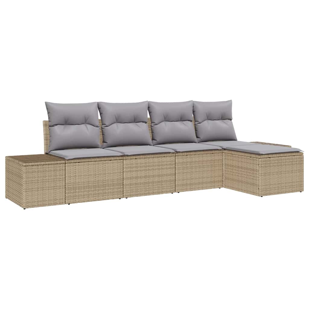 Ensemble de canapé de jardin 5 pcs Beige et Gris clair - XIOS