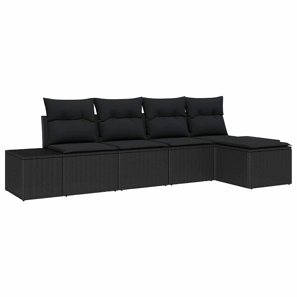 Ensemble de canapé de jardin avec coussin 5 pcs Noir polyrotin - XIOS