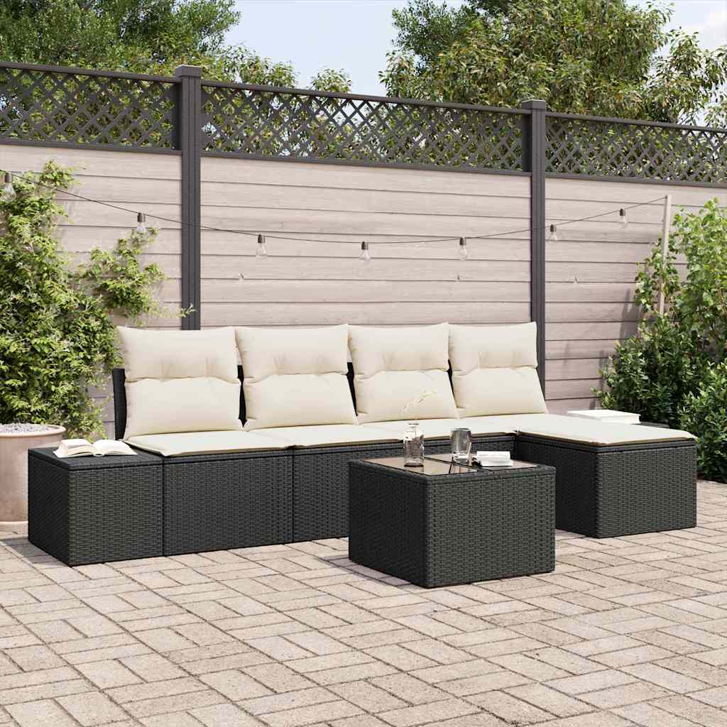 Ensemble de canapé de jardin 5 pcs Marron et Crème polyrotin - XIOS