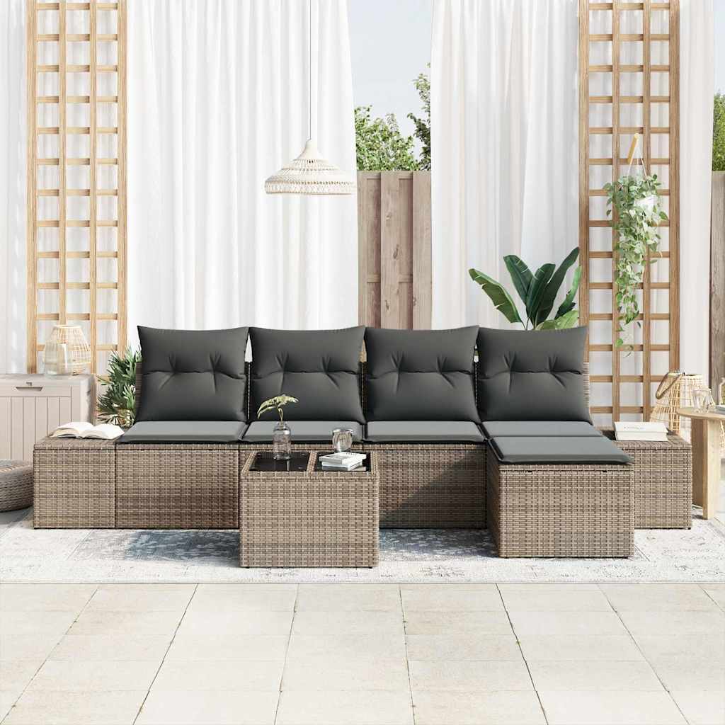 Ensemble de canapé de jardin 5 pcs Gris clair polyrotin - XIOS