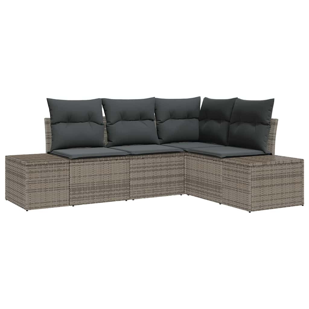 Ensemble de canapé de jardin avec stockage 4 pcs Gris polyrotin - XIOS