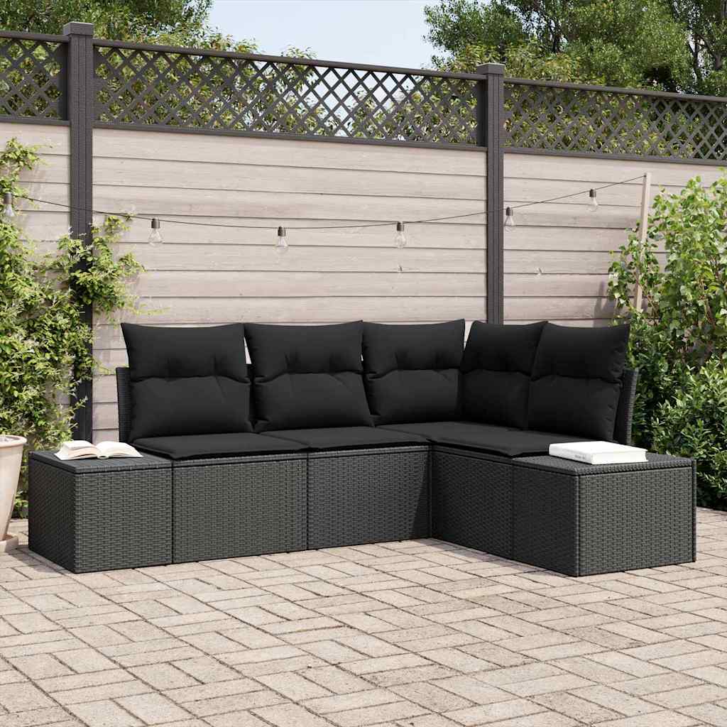 Ensemble de canapé de jardin avec stockage 4 pcs Noir polyrotin - XIOS