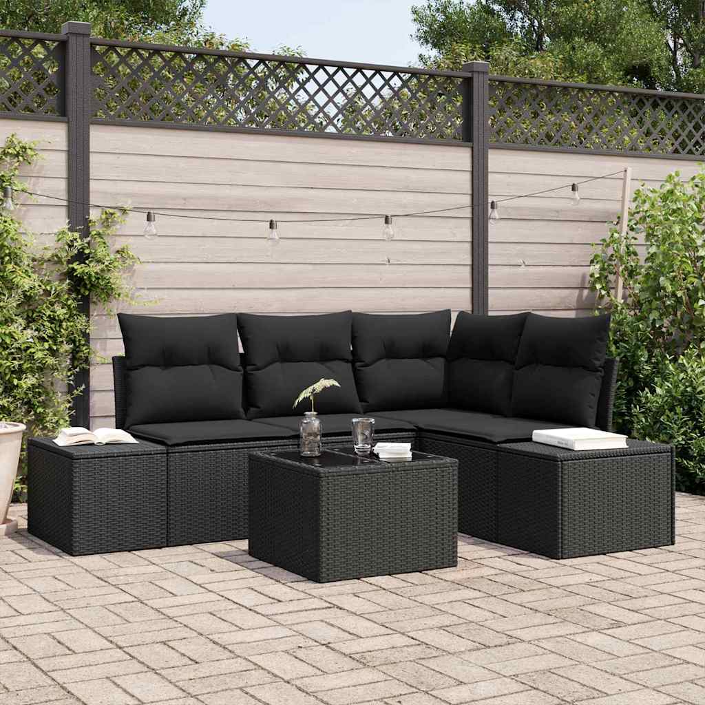 Ensemble de canapé de jardin avec stockage Noir polyrotin - XIOS