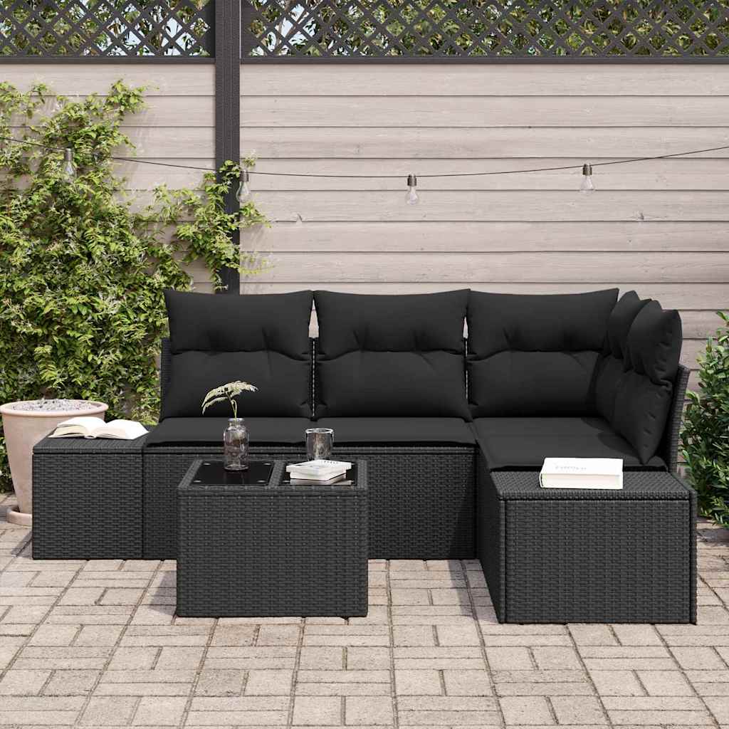 Ensemble de canapé de jardin avec stockage Noir polyrotin - XIOS