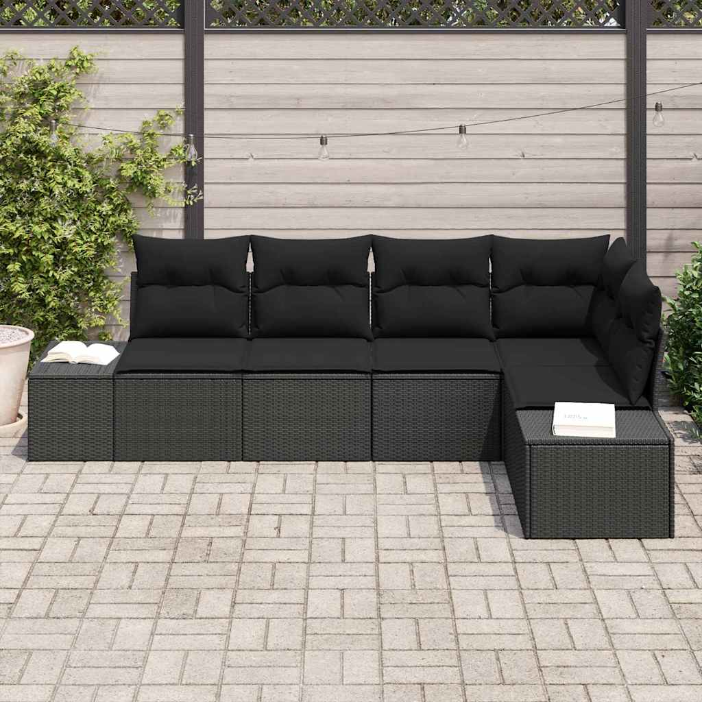 Ensemble de canapé de jardin avec stockage 5 pcs Noir polyrotin - XIOS