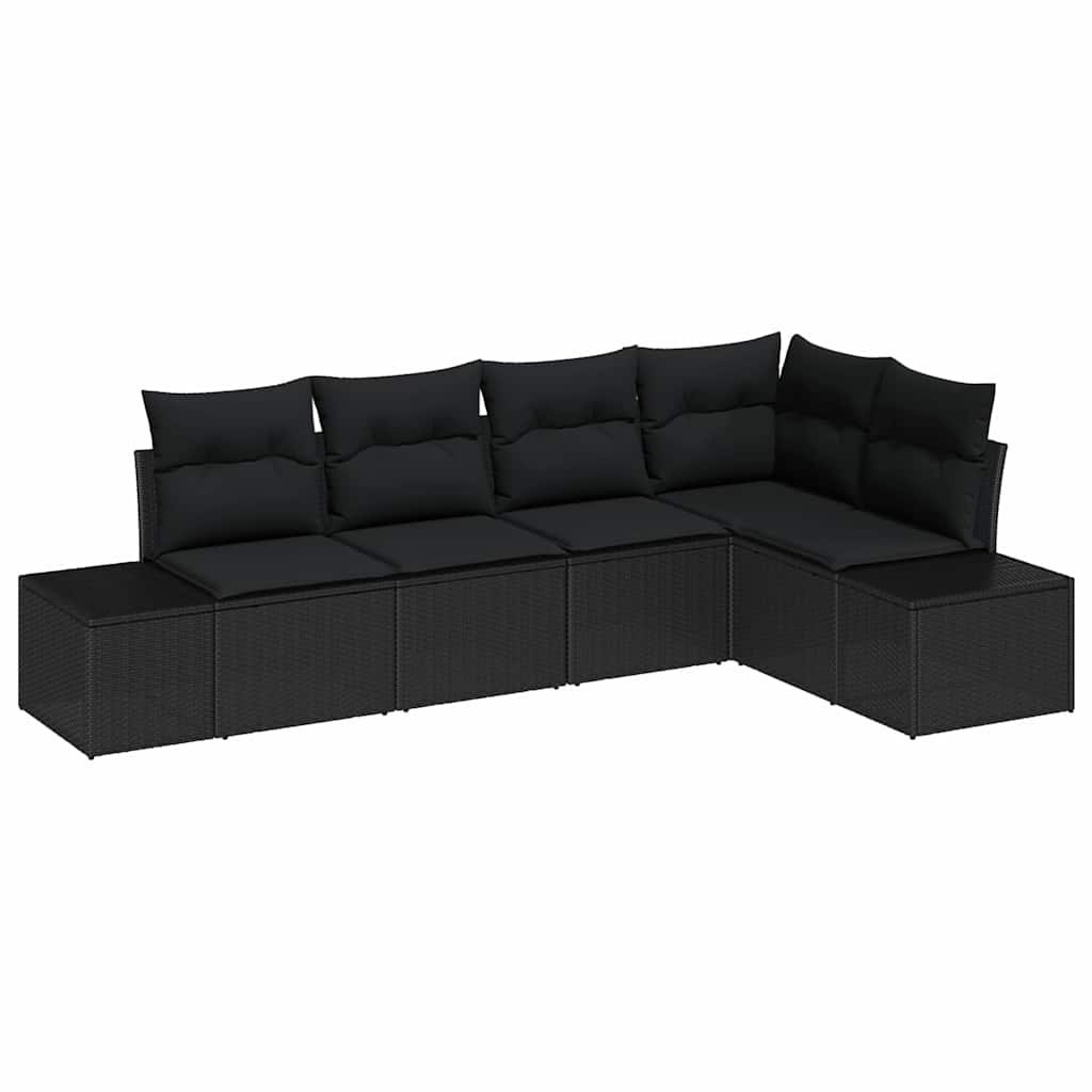Ensemble de canapé de jardin avec stockage 5 pcs Noir polyrotin - XIOS