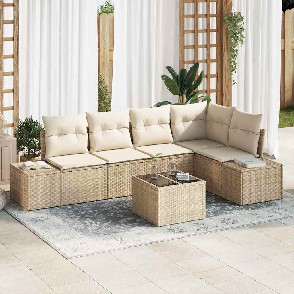 Ensemble de canapé de jardin Beige et crème polyrotin
