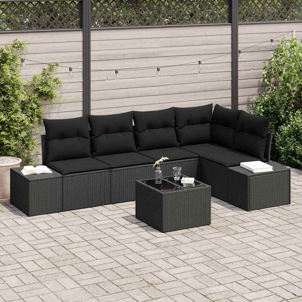 Ensemble de canapé de jardin avec stockage Noir polyrotin - XIOS