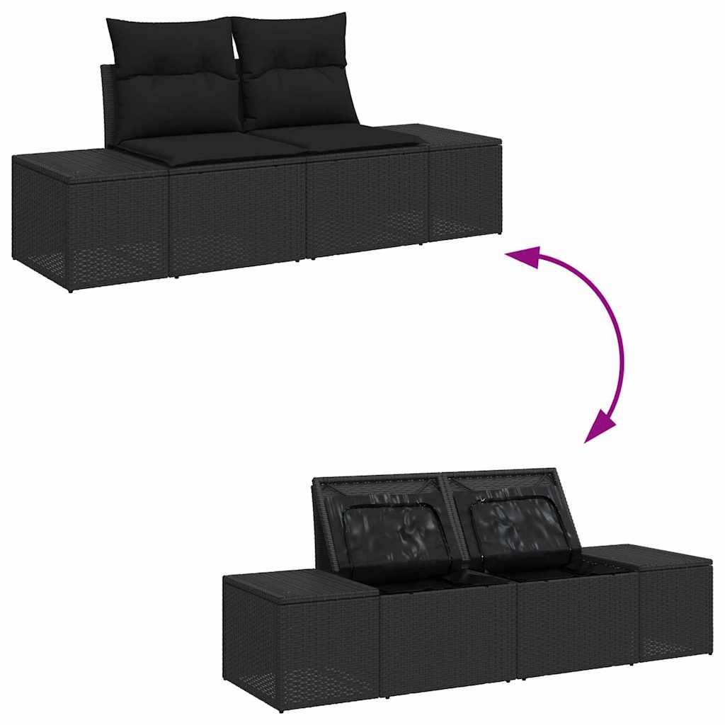 Ensemble de canapé de jardin avec stockage Noir polyrotin - XIOS