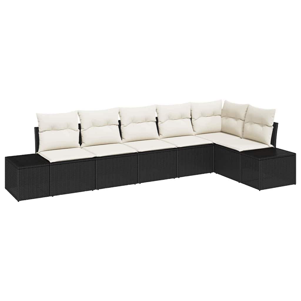 Ensemble de canapé de jardin 6 pcs Noir et Crème polyrotin - XIOS
