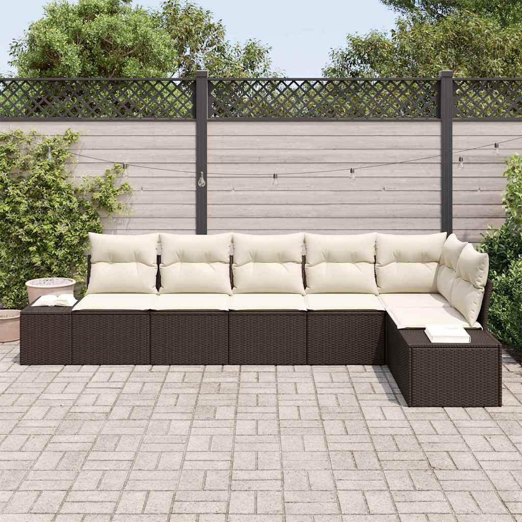 Ensemble de canapé de jardin 6 pcs Marron et Crème polyrotin - XIOS