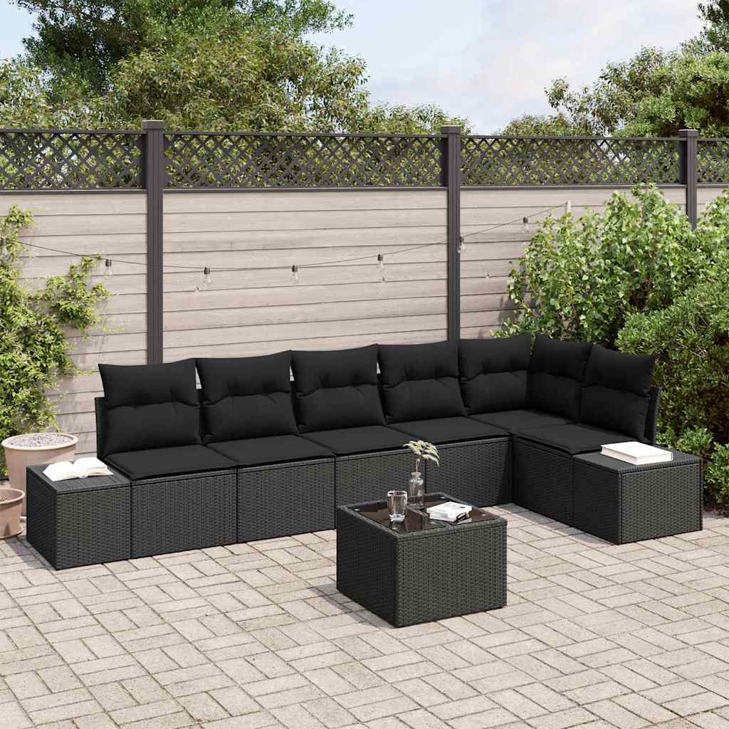 Ensemble de canapé de jardin avec stockage Noir polyrotin - XIOS