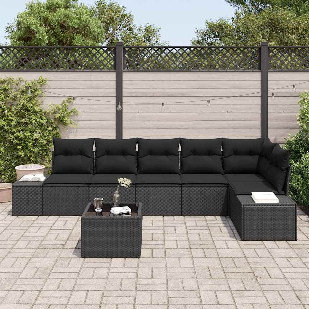Ensemble de canapé de jardin avec stockage Noir polyrotin - XIOS