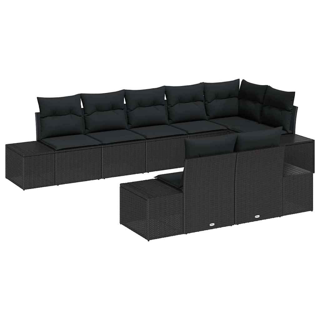 Ensemble de canapé de jardin 8 pcs Noir Poly rotin - XIOS