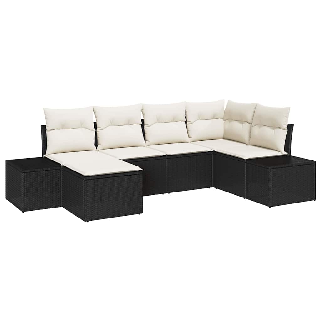Ensemble de canapé de jardin 6 pcs Noir et Crème polyrotin - XIOS