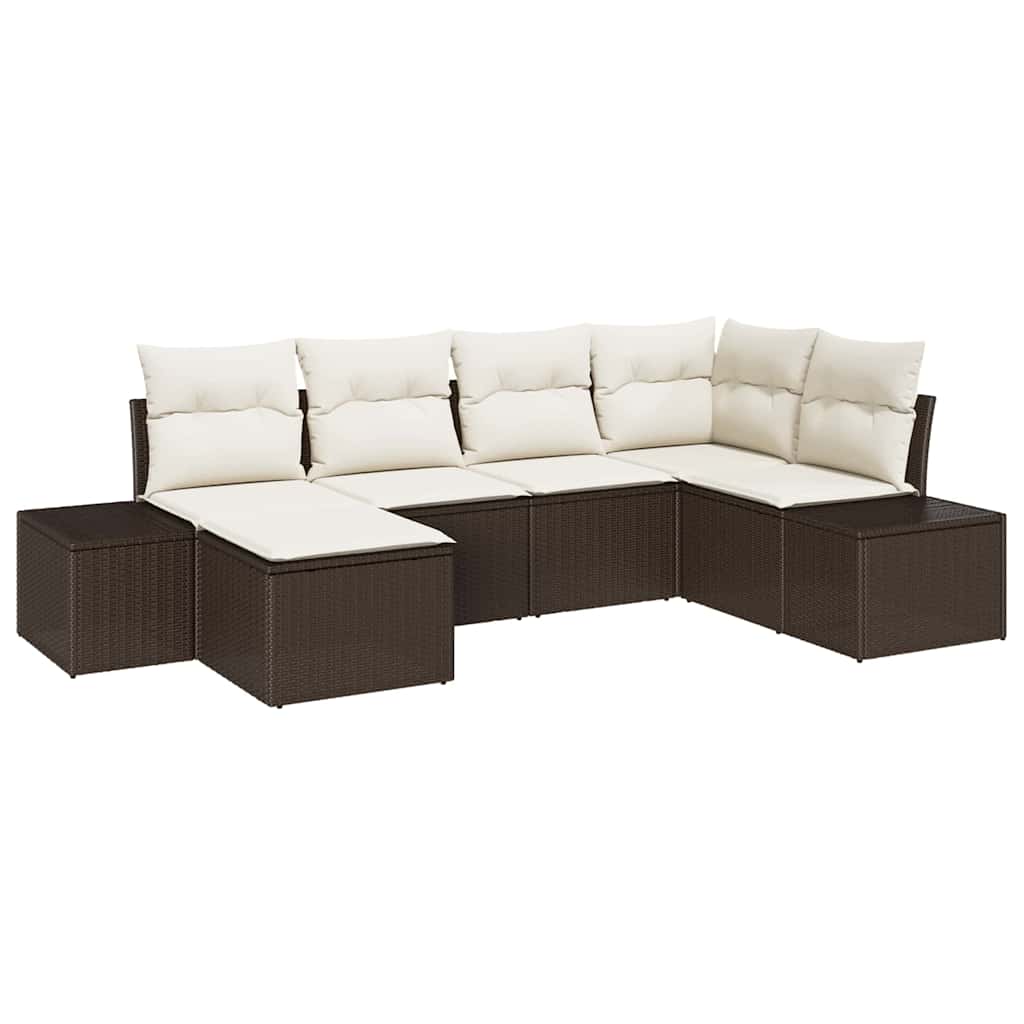 Ensemble de canapé de jardin 6 pcs Marron et Crème polyrotin - XIOS