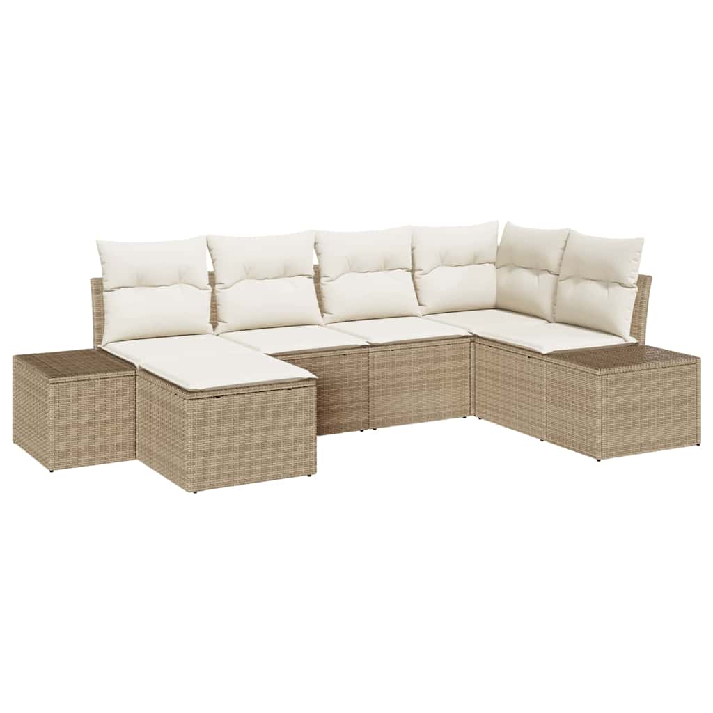 Ensemble de canapé de jardin 6 pc Beige et crème polyrotin