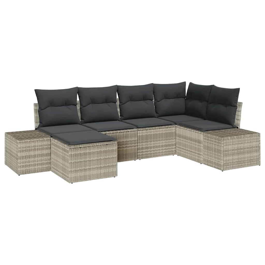 Ensemble de canapé de jardin 6 pcs Gris clair polyrotin - XIOS
