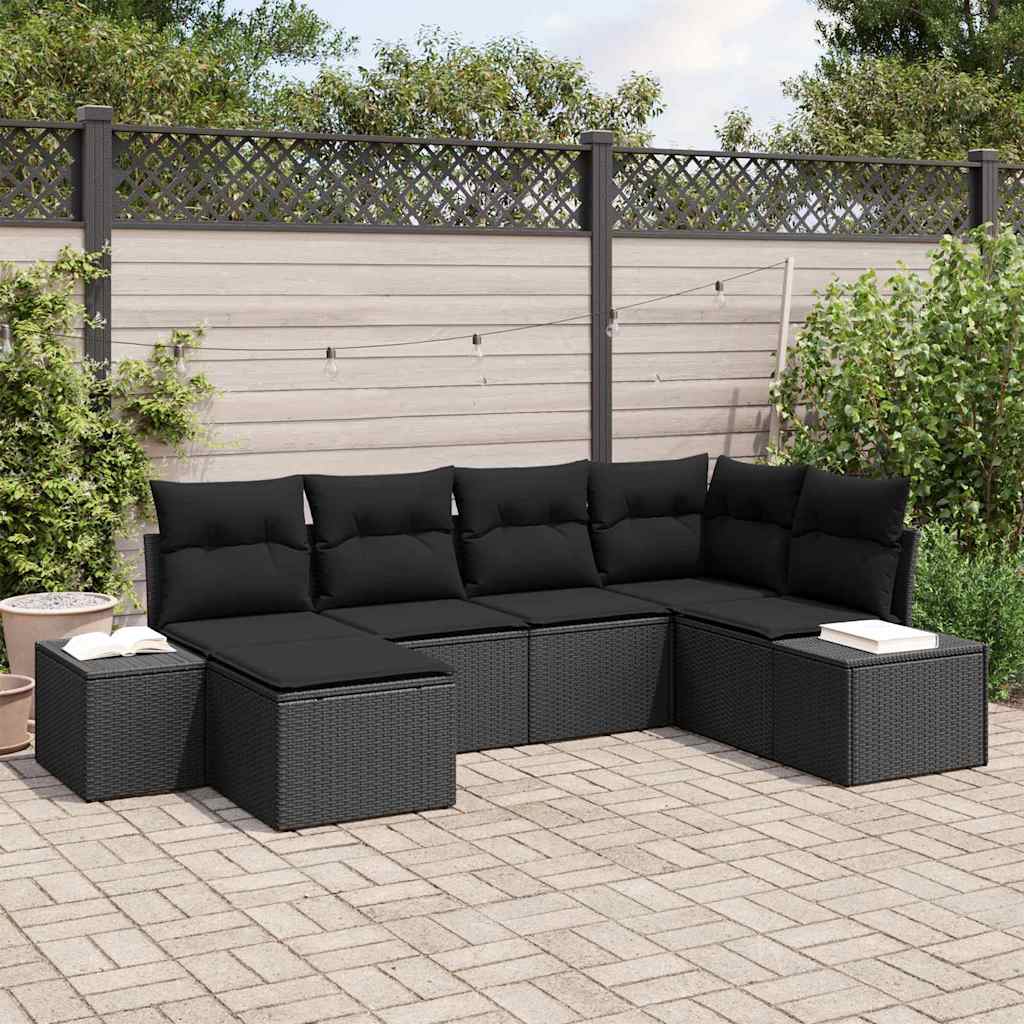 Ensemble de canapé de jardin avec coussin 6 pcs Noir polyrotin - XIOS
