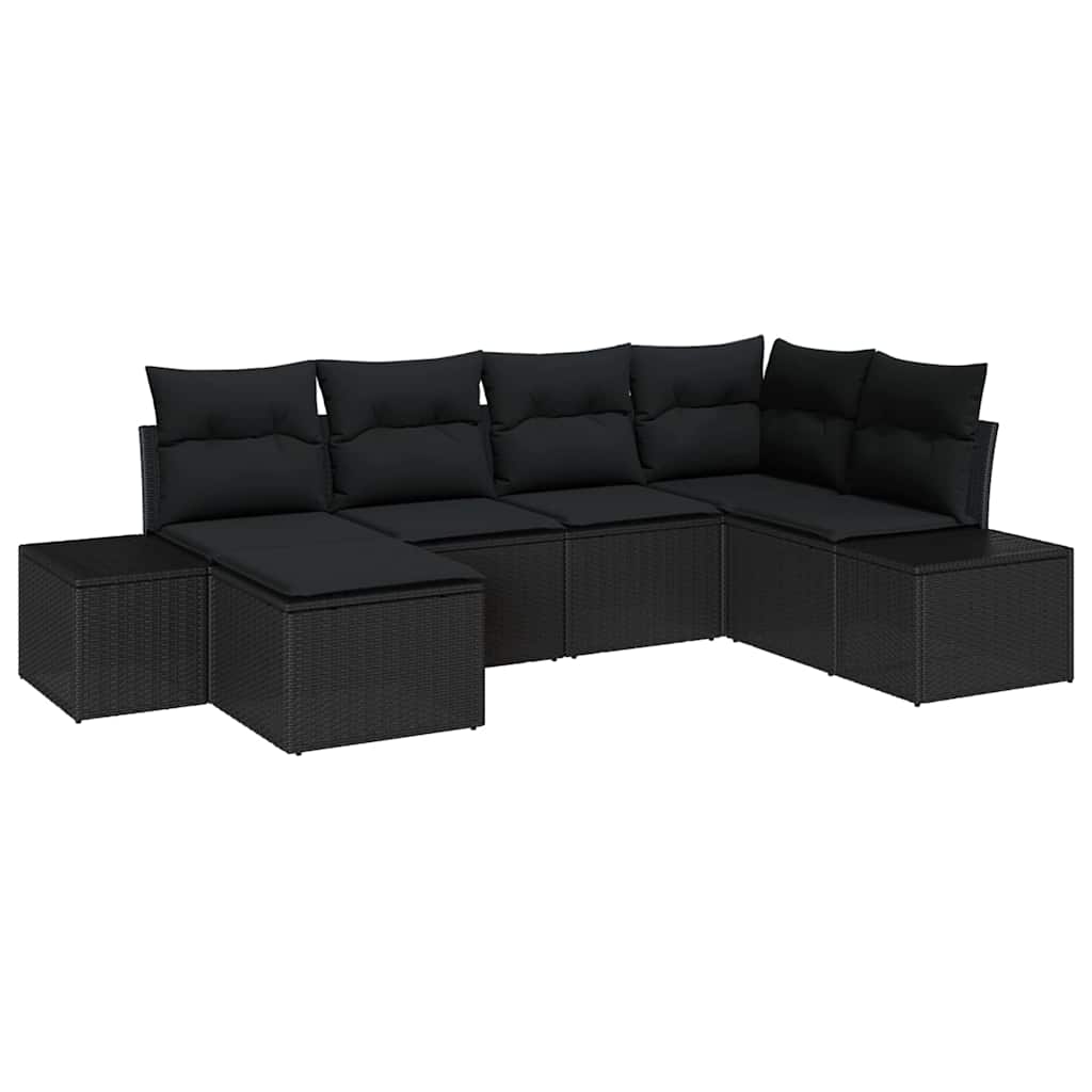 Ensemble de canapé de jardin avec coussin 6 pcs Noir polyrotin - XIOS