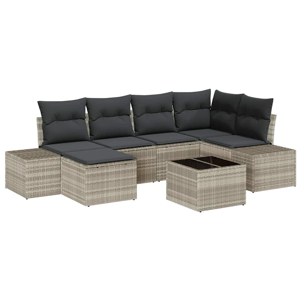 Ensemble de canapé de jardin 6 pcs Gris clair polyrotin - XIOS