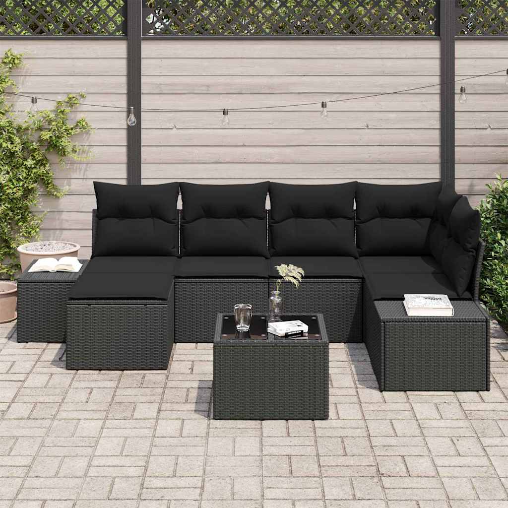 Ensemble de canapé de jardin avec coussin 6 pcs Noir polyrotin - XIOS
