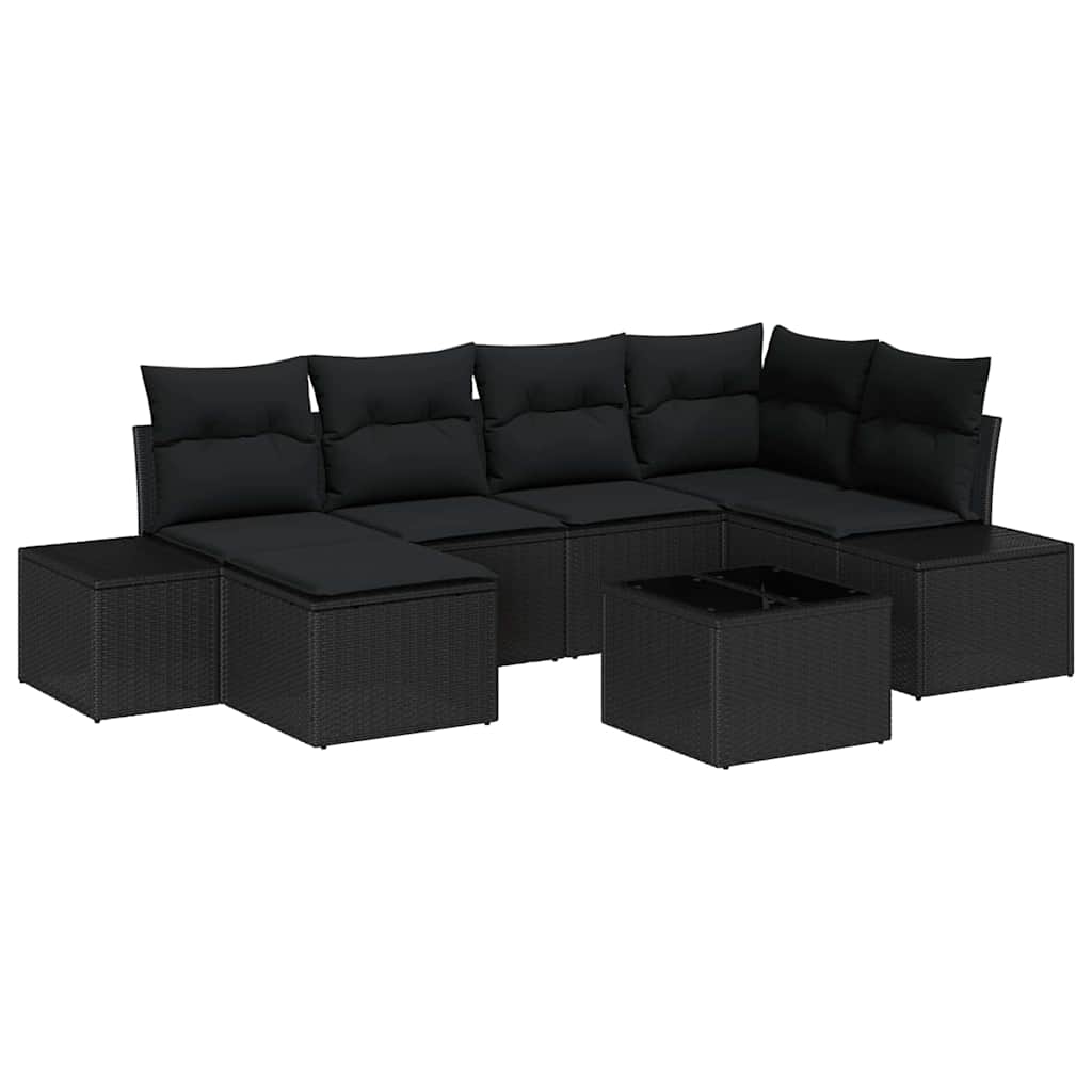 Ensemble de canapé de jardin avec coussin 6 pcs Noir polyrotin - XIOS