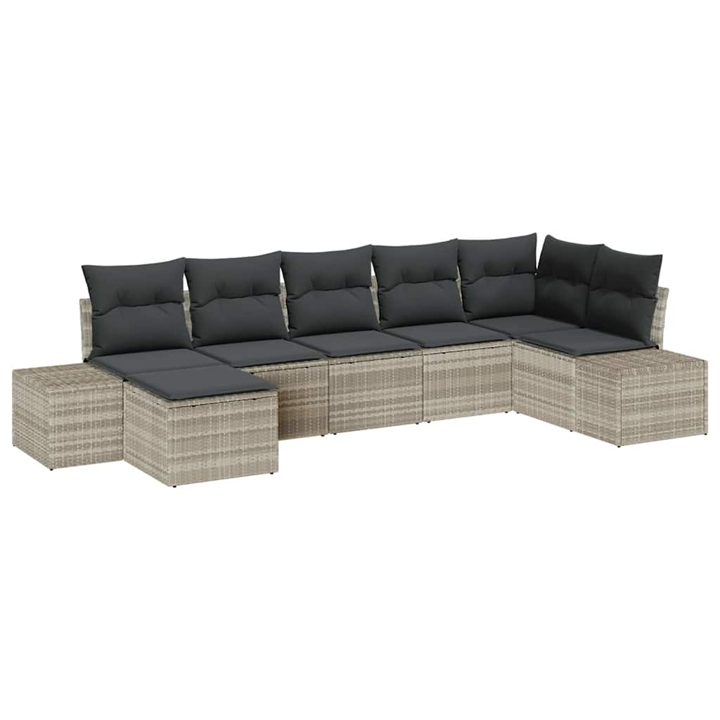 Ensemble de canapé de jardin 7 pcs Gris clair polyrotin - XIOS