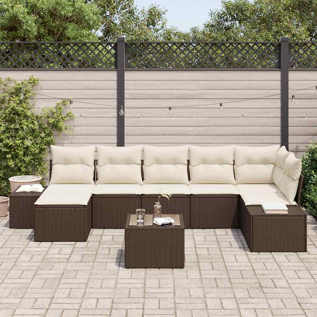 Ensemble de canapé de jardin 7 pcs Marron polyrotin - XIOS