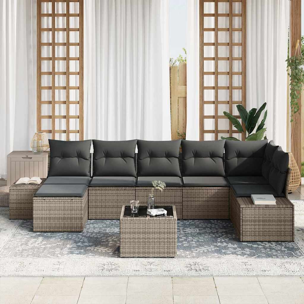 Ensemble de canapé de jardin avec coussin 7 pcs Gris polyrotin - XIOS